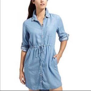Athleta Candid Chambray Drawstring Tencel Dress Size XL